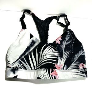 Victorias Secret Sport Floral V Neck Cross Back Sports Bra Size XS Mesh Gym